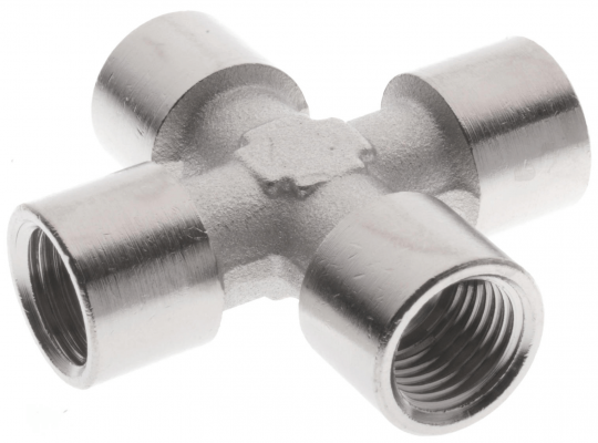 Conector X cu filete interioare G 1/2&QUOT;, alama nichelata