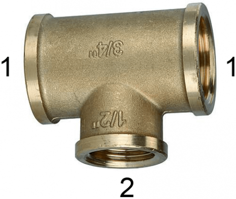 Conector T redus cu filete interioare G 1&QUOT;-G 1/2&QUOT;-G 1&QUOT;, alama