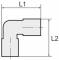 Cupla L push-in cu adaptor, seria POM, 5 mm