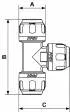 Cupla T push-on pentru teava 40 mm, aluminiu