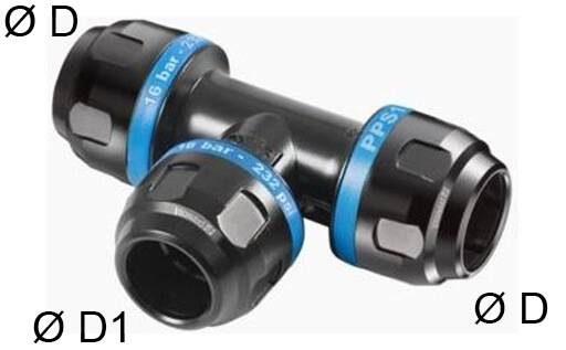 Cupla T push-on pentru teava 16 mm, aluminiu