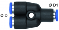 Cupla Y push-in, seria Mini, 3 mm - 3 mm