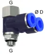 Cupla Y rotativa cu 2 conexiuni push-in si filet cilindric int./ext. cu O-ring