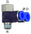 Cupla Y rotativa cu 2 conexiuni push-in si filet int./ext.