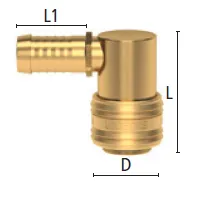 Cupla rapida mama DN 7.2 cu adaptor furtun tip cot 90°, alama