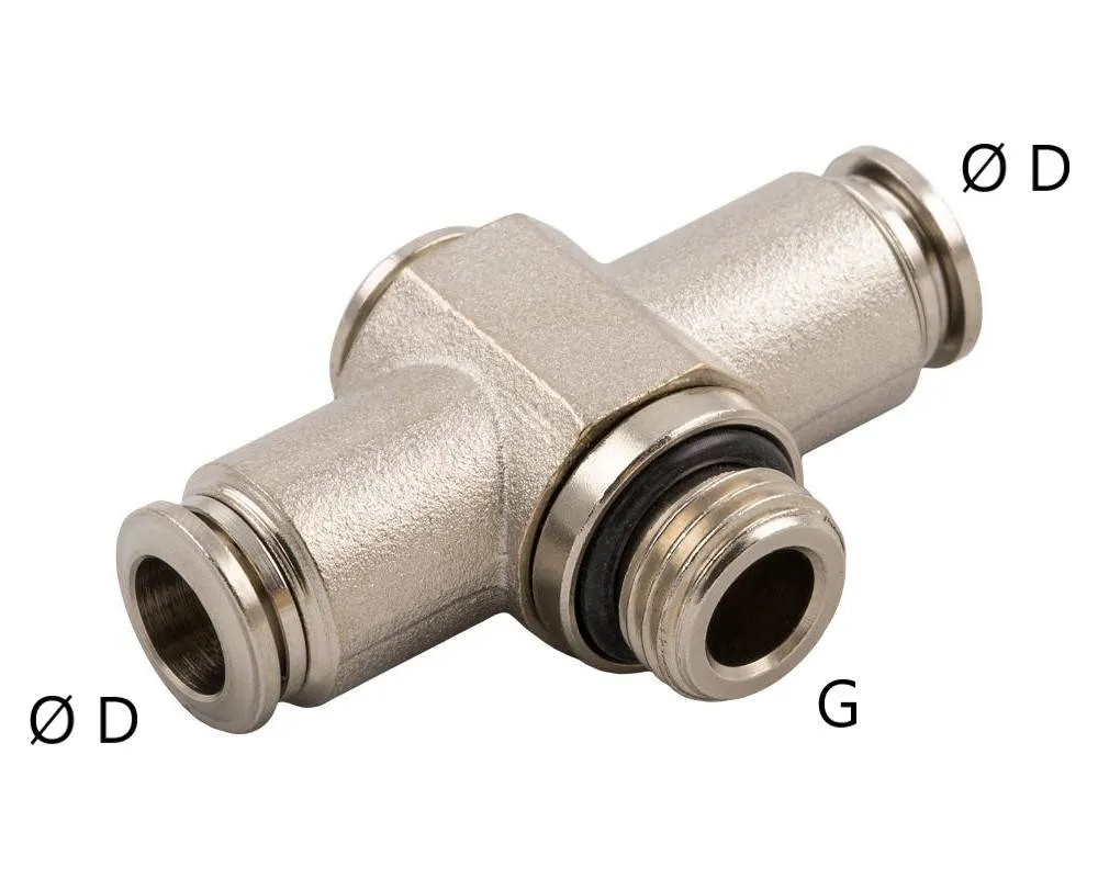 Cuple T banjo push-in metalice cu filet exterior