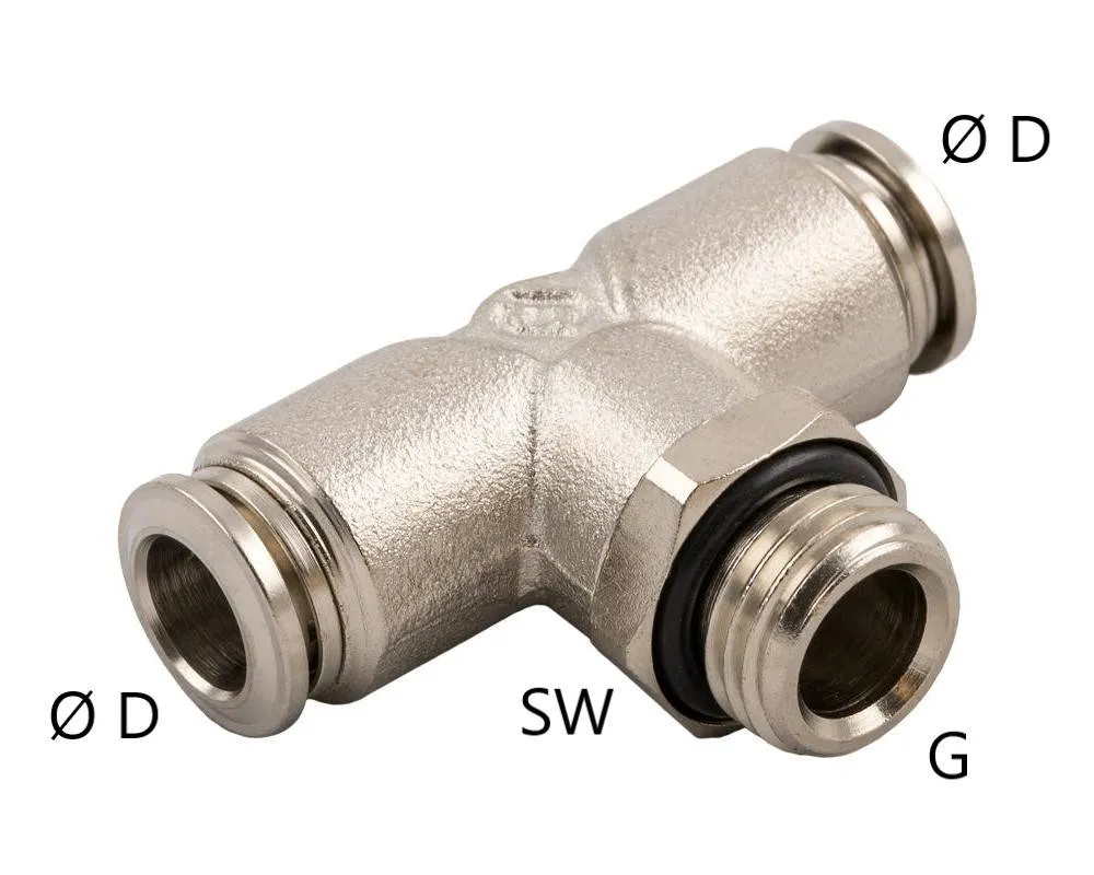 Cuple T push-in metalice cu filet exterior