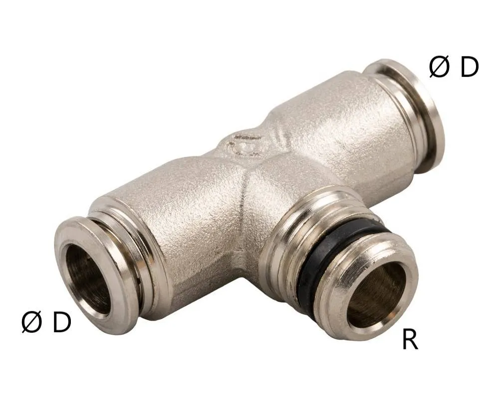 Cuple T push-in metalice cu filet exterior conic