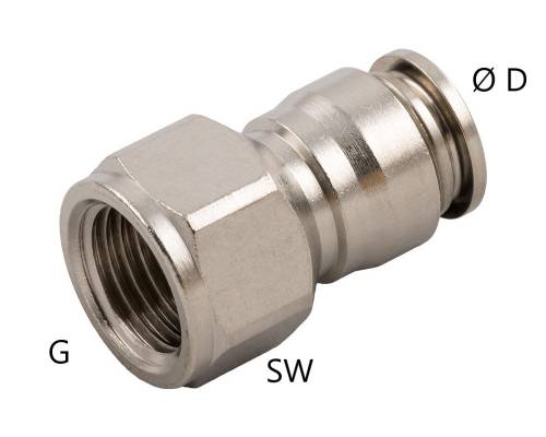 Cupla dreapta push-in metalica cu filet interior, M5 - 4 mm