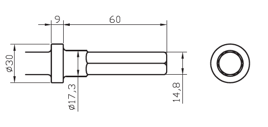 Dalti 14,8 mm HEX / Ø 17,3 mm x 60,0 mm