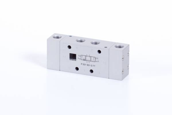 Distribuitor 5/3 centru inchis, actionare pneumatica - temperaturi scazute