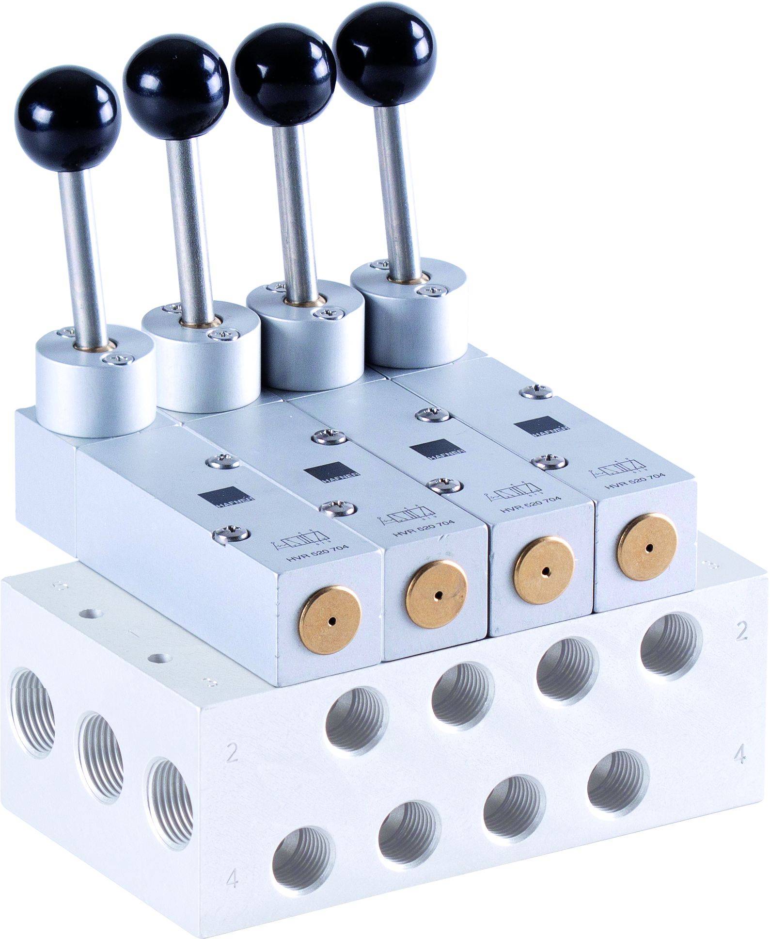 Distribuitor 5/2 cu maneta, fara retinere - montaj pe placa