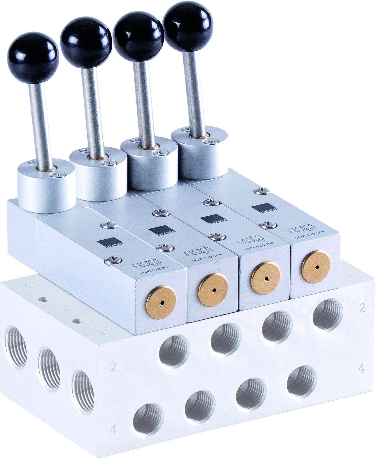 Distribuitor 5/2 cu maneta, fara retinere - montaj pe placa