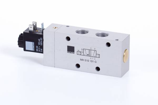 Distribuitor 5/2 electric, monostabil, montaj in linie - placa, G 3/8, 2250 l/min