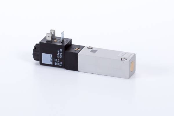 Distribuitor 5/2 electric, monostabil, montaj pe placa, tip MH, porturi placa