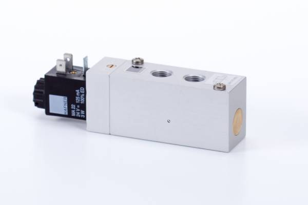 Distribuitor 5/2 electric, monostabil, montaj pe placa, tip MH, porturi distribuitor