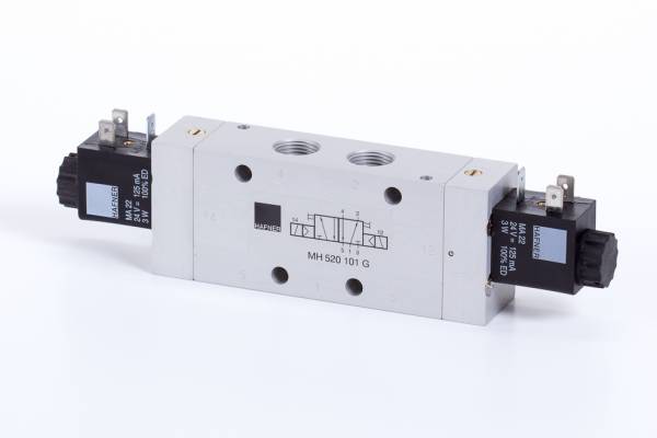 Distribuitor 5/2 electric, bistabil, montaj linie/placa, G 3/8, 2250 l/min