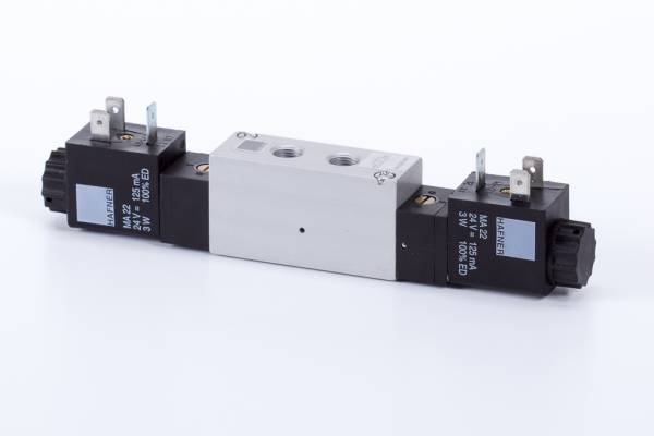 Distribuitor 5/2 electric, bistabil, montaj placa, tip MH, porturi distribuitor