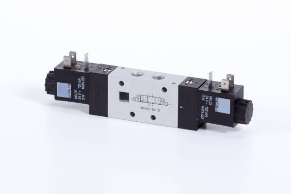 Distribuitor 5/3 electric, centru presurizat, montaj in linie - pe placa, G 1/8, 650 l/min