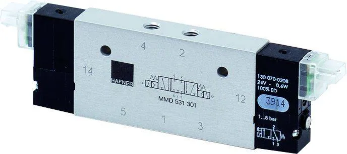 Distribuitor 5/3 centru inchis - montaj in linie