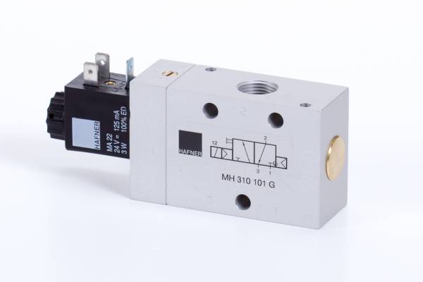 Distribuitor 3/2 electric, monostabil, montaj in linie-placa tip MH