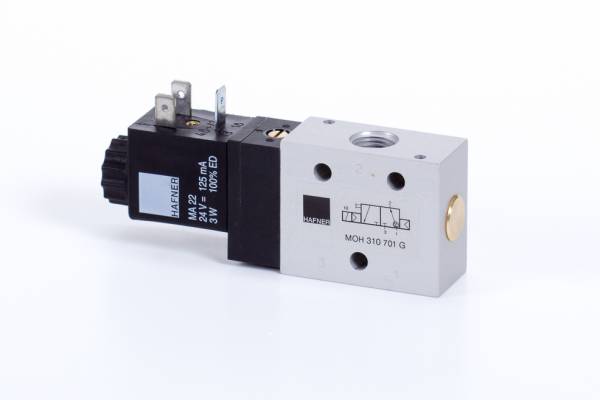 Distribuitor 3/2 electric, monostabil, montaj in linie-placa tip MH
