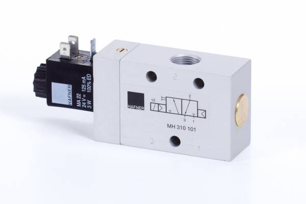 Distribuitor 3/2 electric, monostabil, montaj in linie tip MH, NC, G 3/8, 2250 l/min