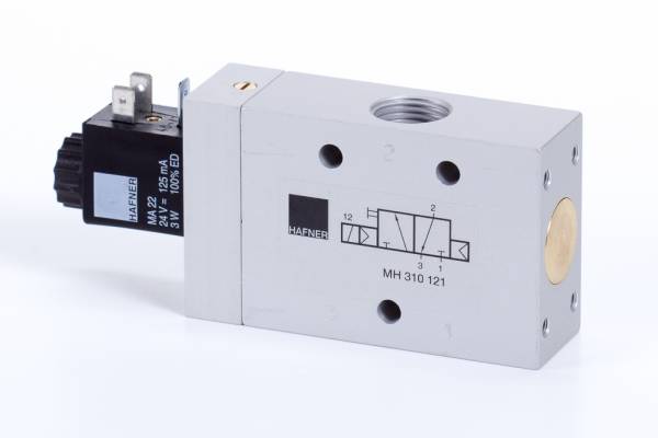 Distribuitor 3/2 electric, monostabil, montaj in linie tip MH, NC, G 1/2, 3000 l/min