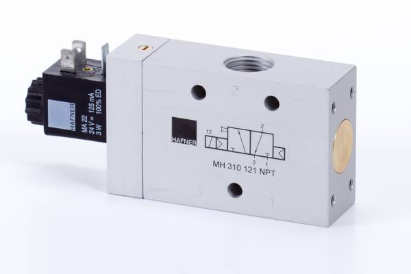 Distribuitor 3/2 electric, monostabil, montaj in linie tip MH, NC, 1/2 NPT, 3000 l/min