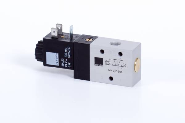 Distribuitor 3/2 electric, monostabil, montaj in linie tip MH, NC, G 1/8, 650 l/min