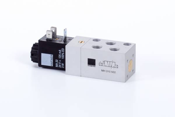 Distribuitor 3/2 electric, monostabil, montaj in linie tip MH, NC, porturi G 1/8, 650 l/min