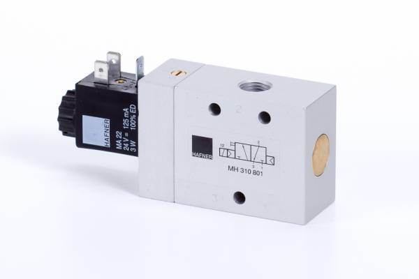Distribuitor 3/2 electric, monostabil, montaj in linie tip MH, NC, G 1/4, 1450 l/min