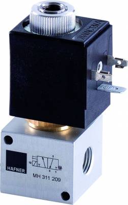 Distribuitor 3/2 electric, monostabil, montaj in linie tip MH, NC, porturi G 1/8, 120 l/min