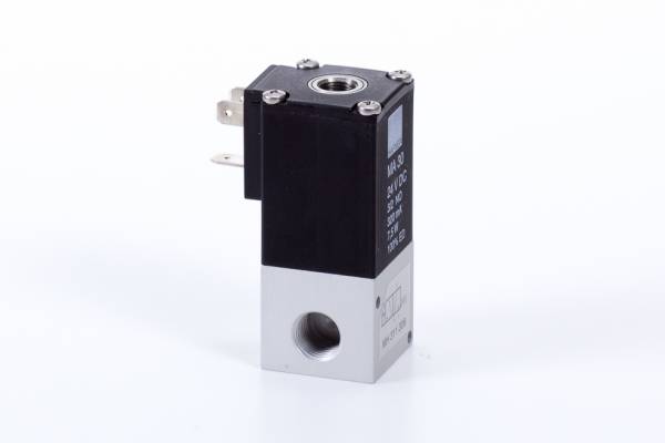 Distribuitor 3/2 electric, monostabil, montaj in linie tip MH, NC, porturi G 1/8 si G 1/4, 200 l/min