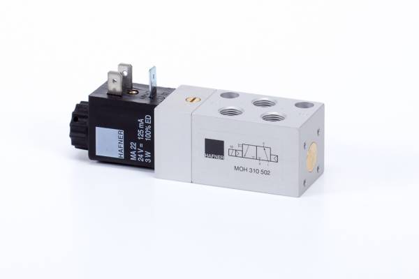 Distribuitor 3/2 electric, monostabil, montaj in linie tip MH, NO, porturi G 1/8, 650 l/min