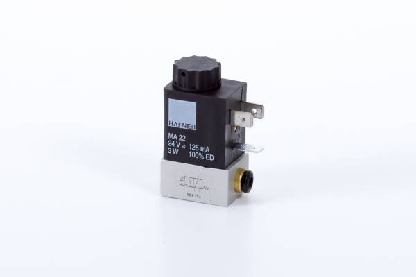 Distribuitor 3/2 electric, monostabil, montaj pe placa-baterie, porturi placa