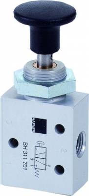Distribuitor 3/2 cu buton incorporat - montaj in panou, G 1/4, fara retinere