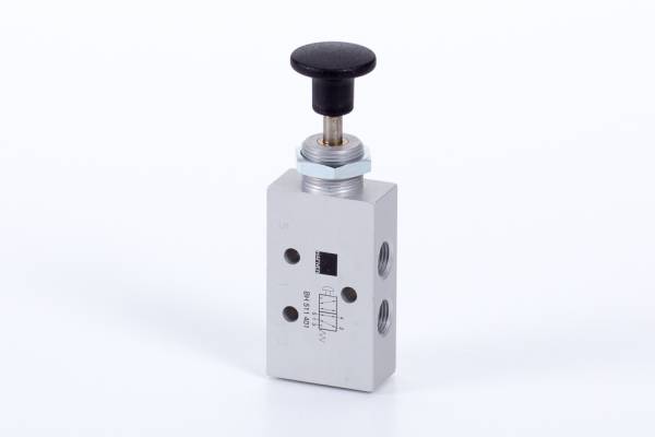 Distribuitor 5/2 cu buton incorporat - montaj in panou, G 1/8, fara retinere