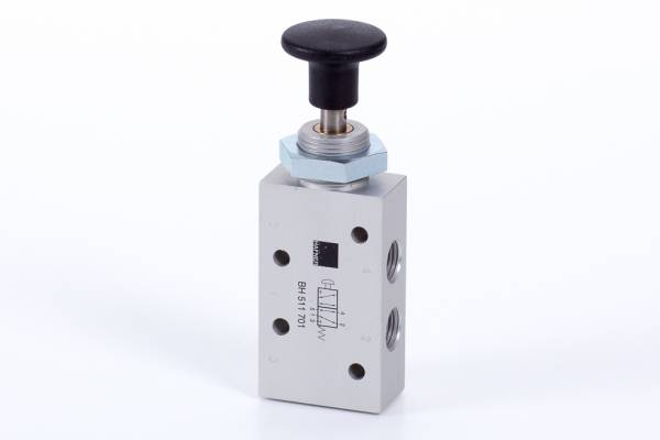 Distribuitor 5/2 cu buton incorporat - montaj in panou, G 1/4, fara retinere