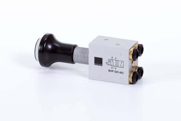 Distribuitor 5/2 cu buton, bistabil si resetare pneumatica