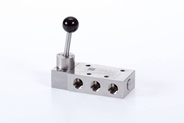 Distribuitor 5/2 actionare manuala, cu maneta - INOX