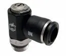 Drosel cu filet ext. si conector push-in, reglaj cu surubelnita, droselizare furtun - filet