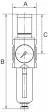 Filtru regulator cu pahar policarbonat, protectie pahar si manometru, G 3/4&QUOT;, 0,5 - 8 bar, 13000 l/min, semi-automat, seria Future