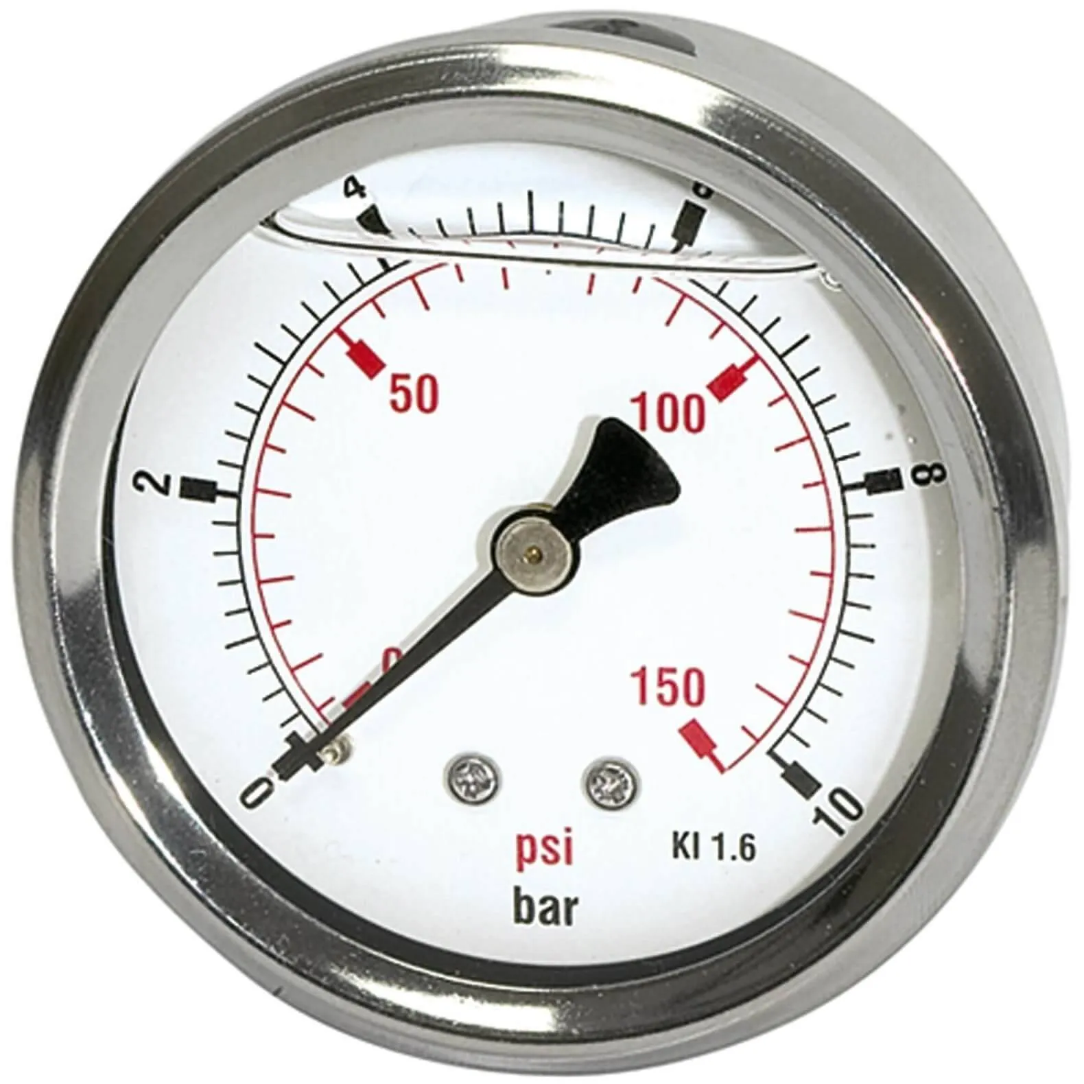 Manometru cu glicerina, inox / alama, scala dubla bar/psi, atac axial, Ø 63