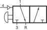 Distribuitor 3/2 cu buton, bistabil si resetare pneumatica