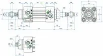 Cilindru standard dubla actiune magnetic cu amortizare si tija bilaterala, Ø32-125