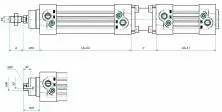 Cilindru tandem multi-pozitie cu amortizare, Ø32-125