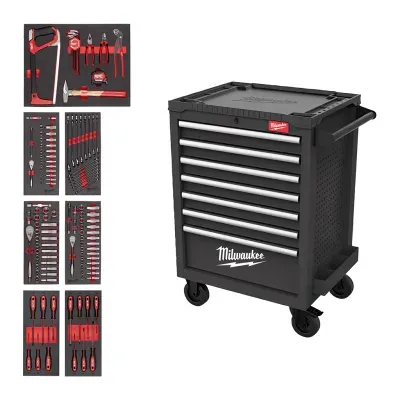 TOOLGUARD Dulap de scule mobil echipat cu 7 sertare, metalic, 69 cm dotat cu 131 buc scule universale