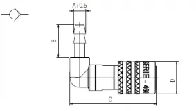 Cupla rapida cu supapa DN6 - L 90° si adaptor furtun
