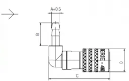 Cupla rapida DN6 - L 90° si adaptor furtun